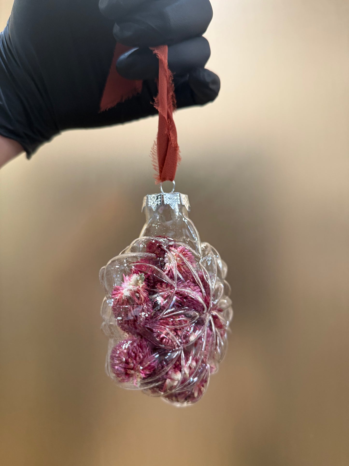 Large floral glass ornament